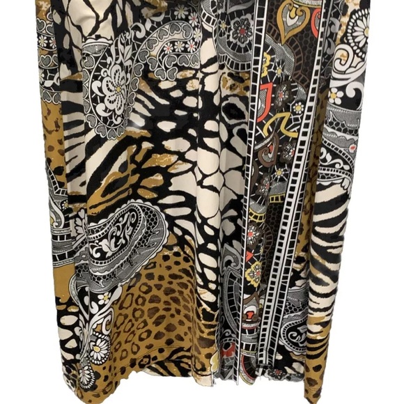 Muse For Boston Proper Dress Sz 12 Leopard Geometric Mix Print Faux Wrap 3/4 Sl - Picture 6 of 12